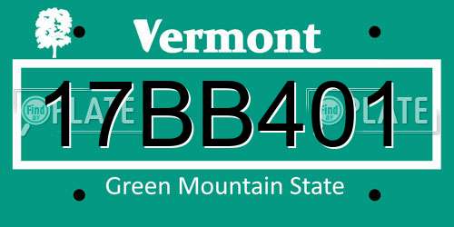 17BB401 Vermont License Plate