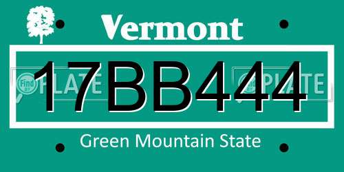 17BB444 Vermont License Plate