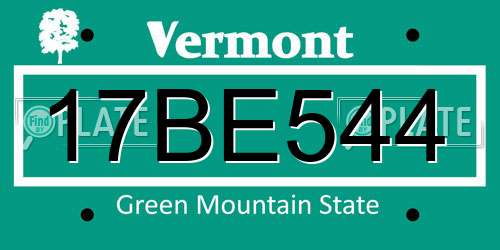 17BE544 Vermont License Plate