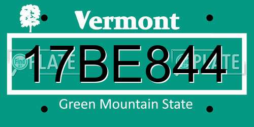 17BE844 Vermont License Plate