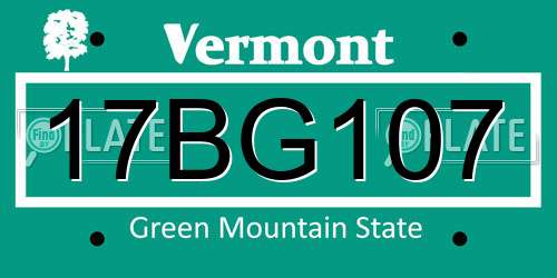 17BG107 Vermont License Plate
