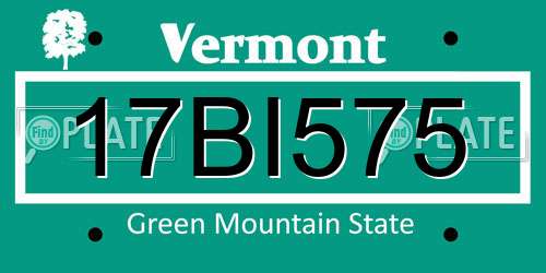 17BI575 Vermont License Plate