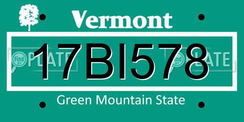 17BI578 Vermont License Plate