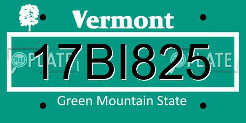 17BI825 Vermont License Plate