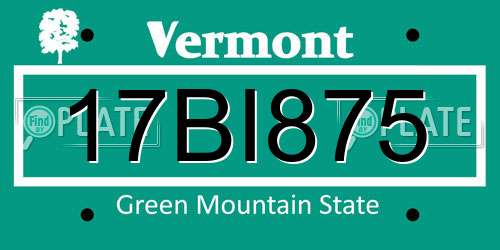 17BI875 Vermont License Plate