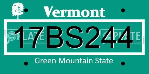 17BS244 Vermont License Plate