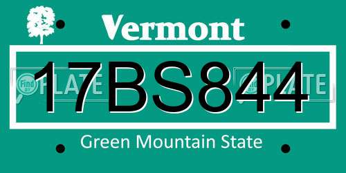17BS844 Vermont License Plate