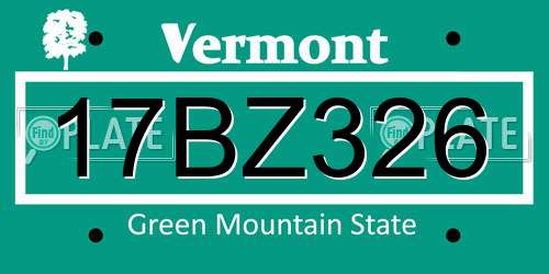 17BZ326 Vermont License Plate