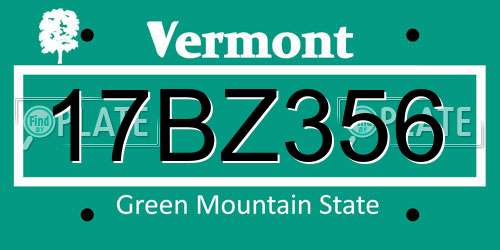 17BZ356 Vermont License Plate