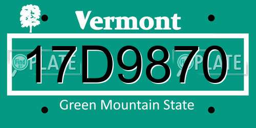 17D9870 Vermont License Plate