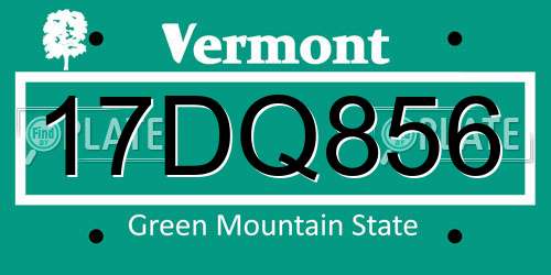 17DQ856 Vermont License Plate