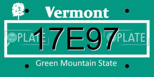 17E97 Vermont License Plate
