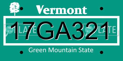17GA321 Vermont License Plate