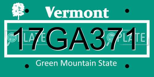 17GA371 Vermont License Plate