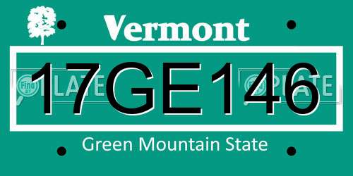 17GE146 Vermont License Plate