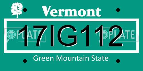 17IG112 Vermont License Plate
