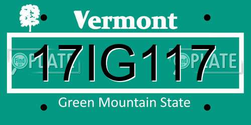 17IG117 Vermont License Plate