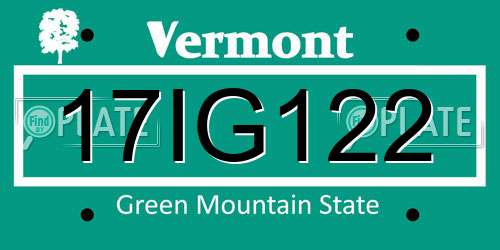 17IG122 Vermont License Plate