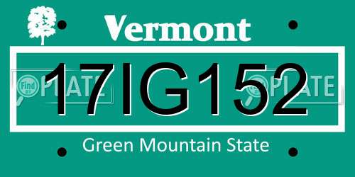 17IG152 Vermont License Plate
