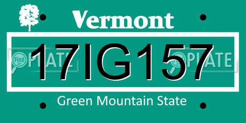 17IG157 Vermont License Plate