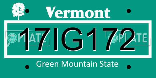 17IG172 Vermont License Plate