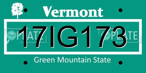 17IG173 Vermont License Plate
