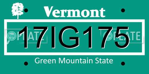 17IG175 Vermont License Plate