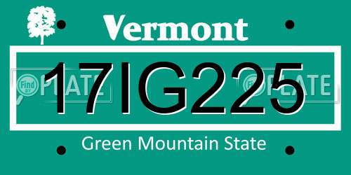 17IG225 Vermont License Plate