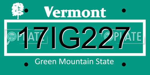 17IG227 Vermont License Plate