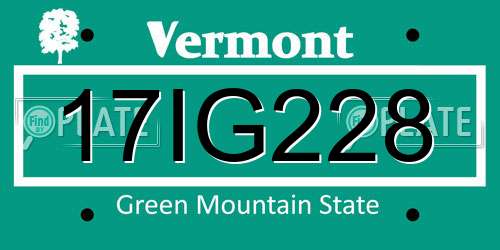 17IG228 Vermont License Plate
