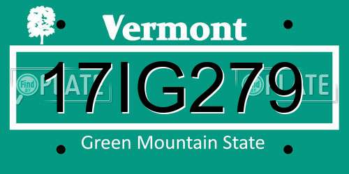 17IG279 Vermont License Plate