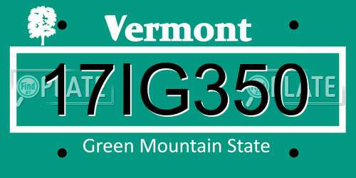 17IG350 Vermont License Plate