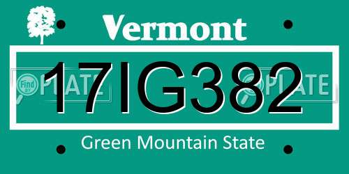 17IG382 Vermont License Plate