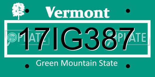 17IG387 Vermont License Plate