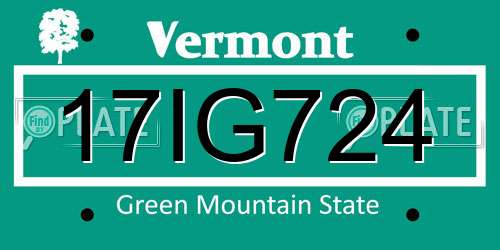 17IG724 Vermont License Plate