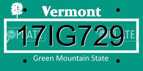 17IG729 Vermont License Plate