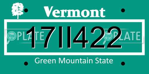 17II422 Vermont License Plate
