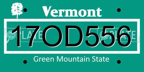 17OD556 Vermont License Plate