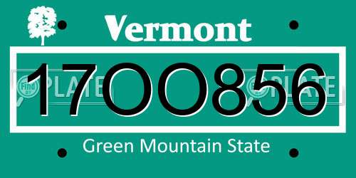 17OO856 Vermont License Plate