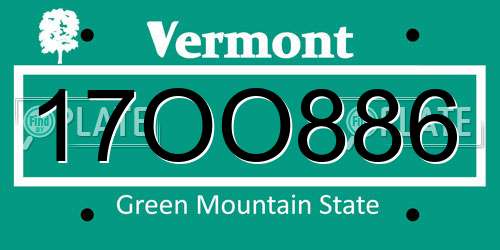 17OO886 Vermont License Plate