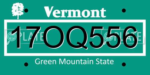 17OQ556 Vermont License Plate