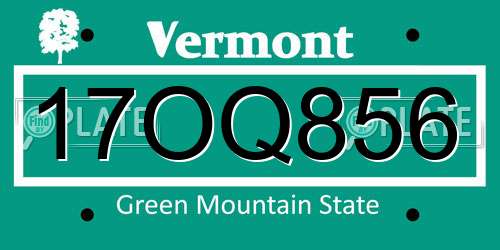 17OQ856 Vermont License Plate
