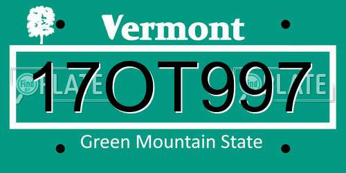 17OT997 Vermont License Plate