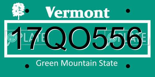 17QO556 Vermont License Plate