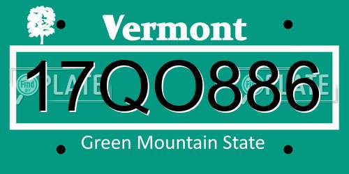 17QO886 Vermont License Plate