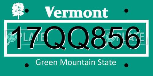 17QQ856 Vermont License Plate