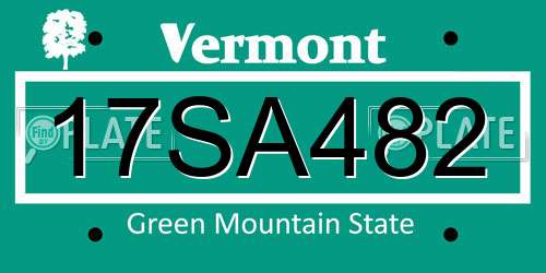 17SA482 Vermont License Plate
