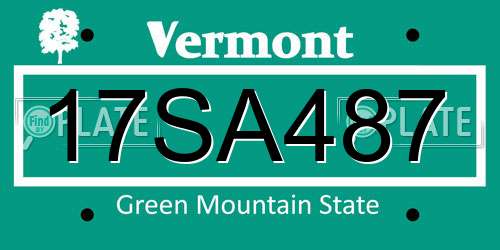 17SA487 Vermont License Plate