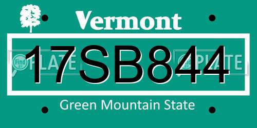 17SB844 Vermont License Plate