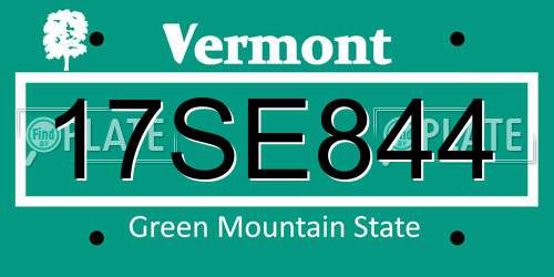 17SE844 Vermont License Plate